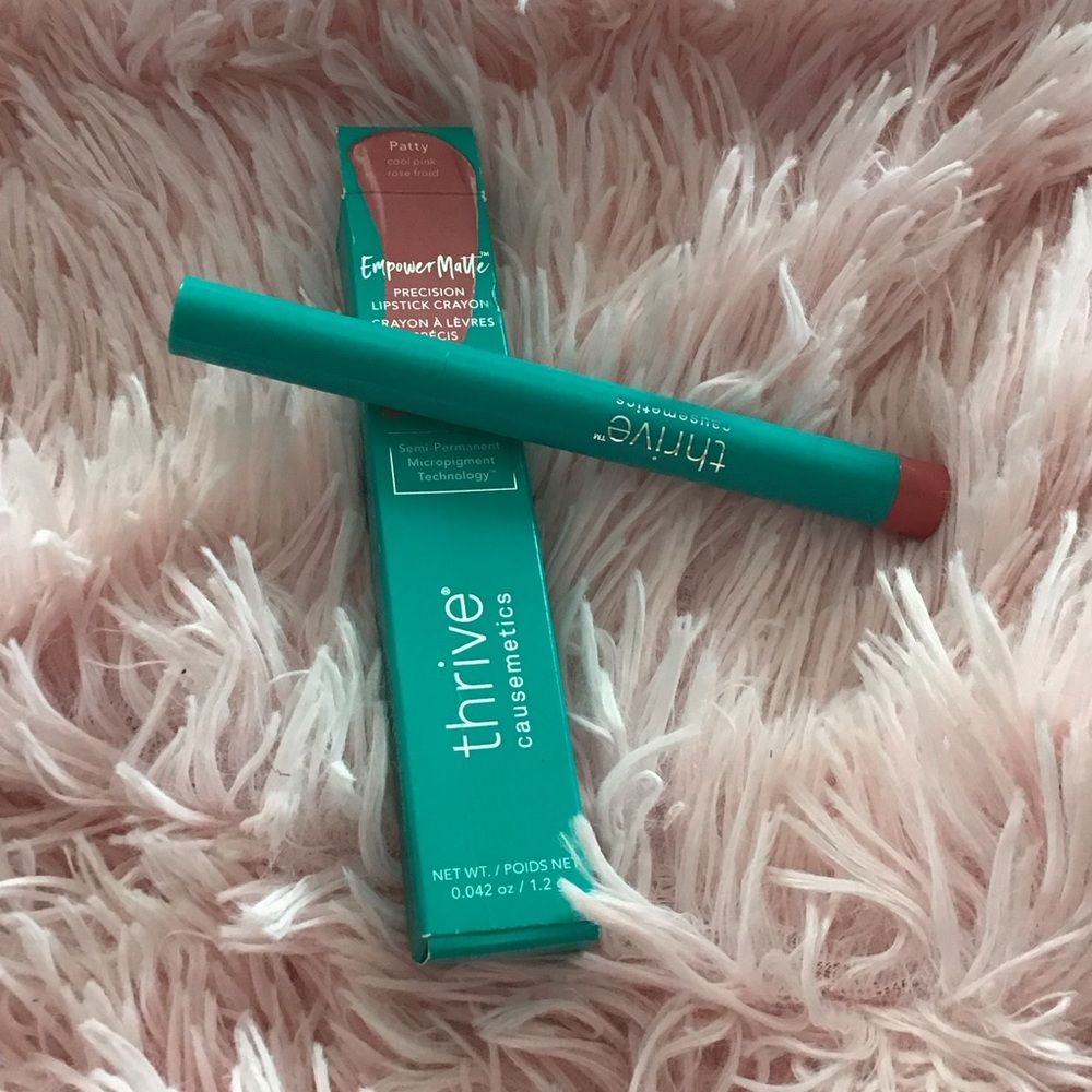 New Thrive Causemetics Empower Matte Precision Lipstick Crayon Patty cool pink